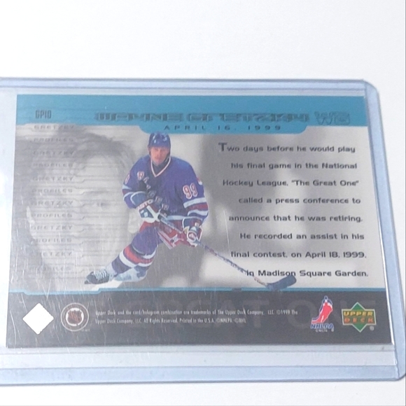 Wayne Gretzky 1999/2000 Upper Deck Gretzky Profiles Hockey Card - Picture 2 of 2
